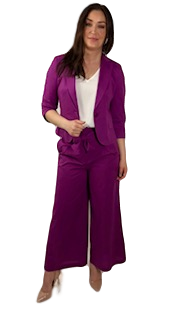 Pantalon en coton à taille haute 3/4 large